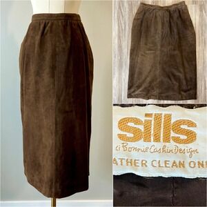 Vintage 1970s Bonnie Cashin Leather Skirt 70s Retro Suede Coach Sills 27.5 Waist
